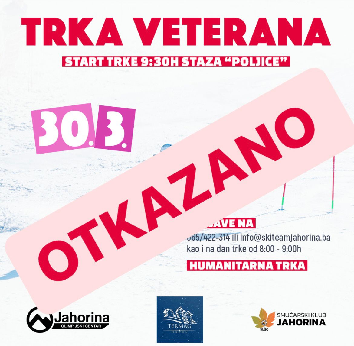 The traditional veterans race at Jahorina has been canceled